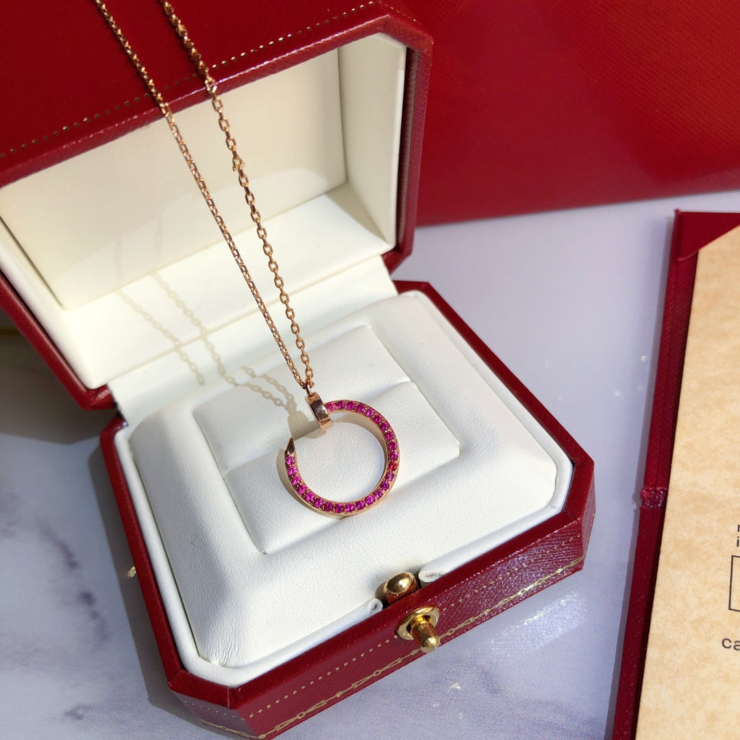 [AURORA]JUSTE NECKLACE GOLD RED DIAMONDS
