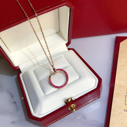 [AURORA]JUSTE NECKLACE GOLD RED DIAMONDS