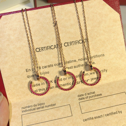 [AURORA]JUSTE NECKLACE GOLD RED DIAMONDS