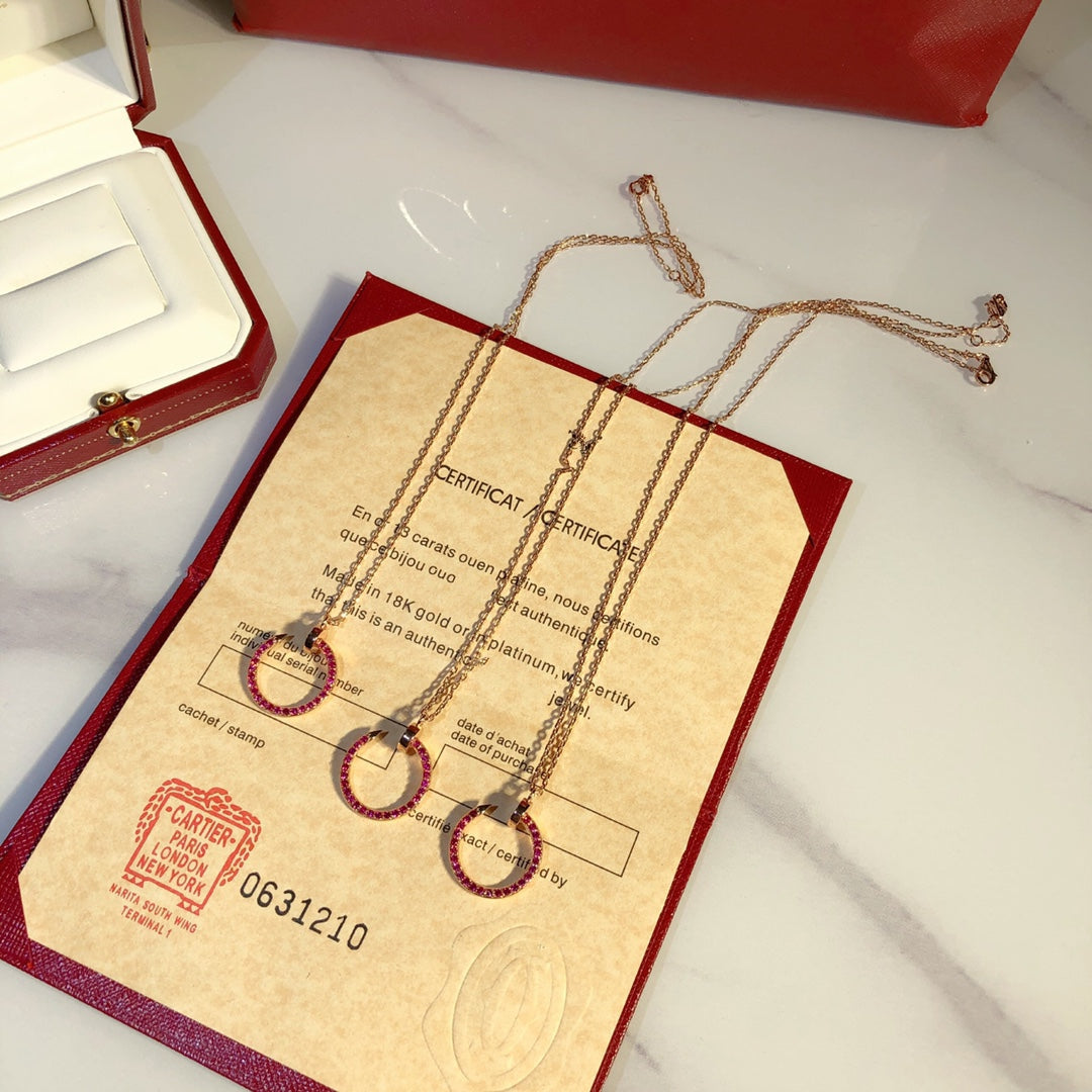 [AURORA]JUSTE NECKLACE GOLD RED DIAMONDS