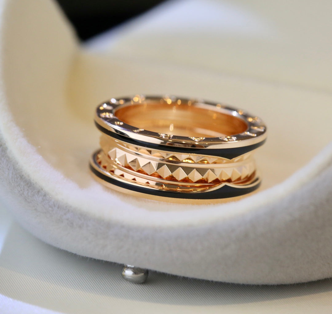 [AURORA]ZERO 1 PINK GOLD BLACK CERAMIC RING