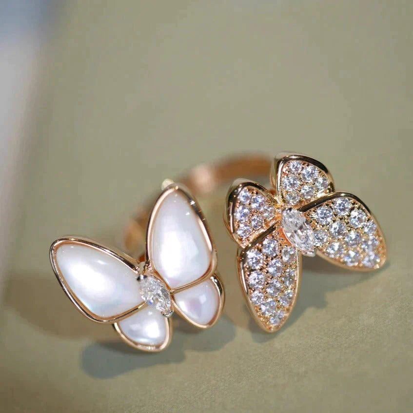 [basloveJW]ZWILLINGS-DIAMANT-MOP-RING MIT SCHMETTERLING