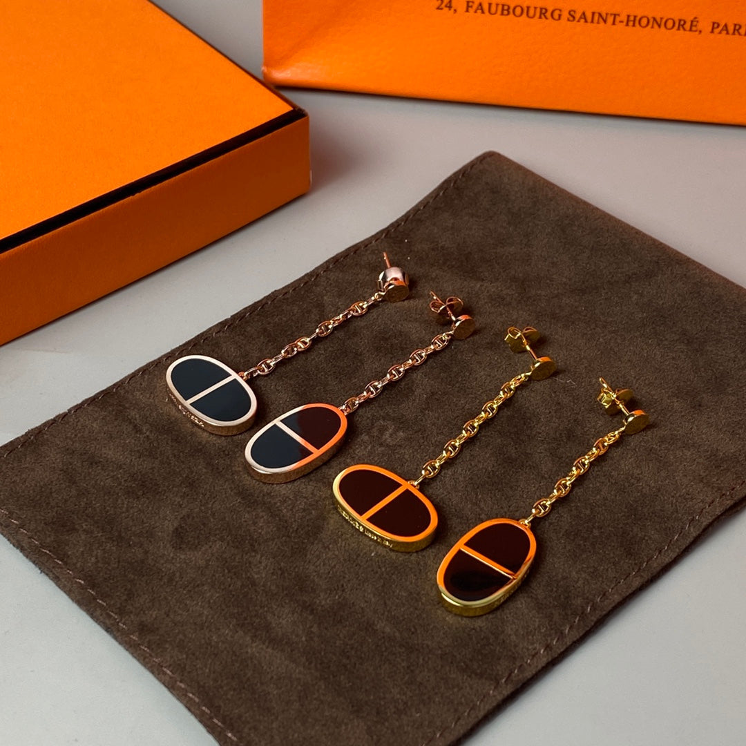 [AURORA]CHAINE VERSO BLACK CERAMIC EARRINGS