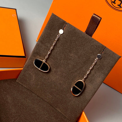[AURORA]CHAINE VERSO BLACK CERAMIC EARRINGS