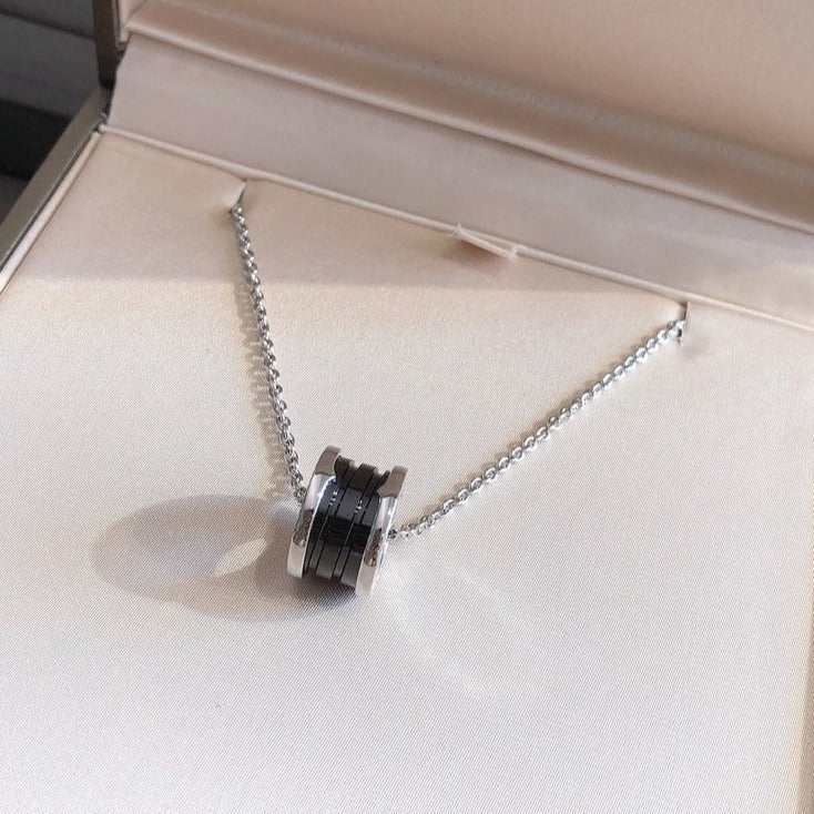 [AURORA]ZERO 1 BLACK CERAMIC SILVER NECKLACE