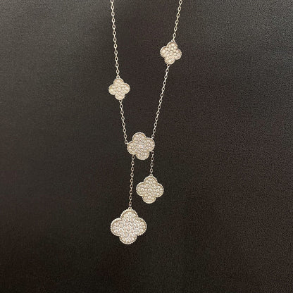 [basloveJW]Klee 5 Motive Silber Diamanten Halskette