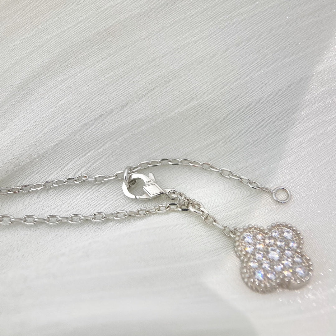 [basloveJW]Klee 5 Motive Silber Diamanten Halskette