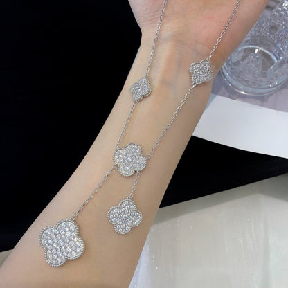 [basloveJW]Klee 5 Motive Silber Diamanten Halskette