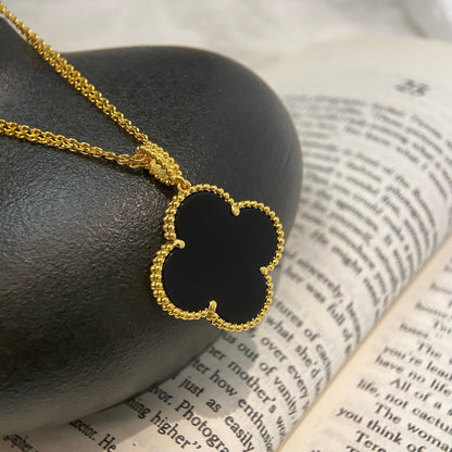 [basloveJW]CLOVER 25MM HALSKETTE GOLD ONYX
