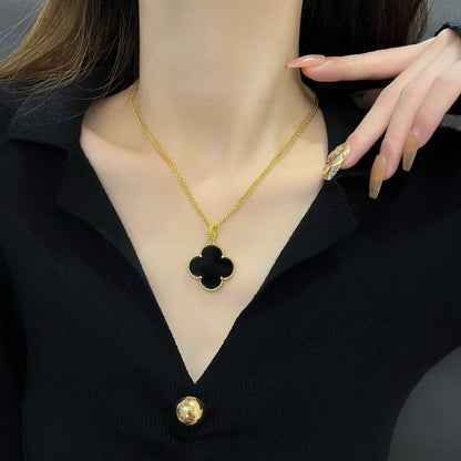 [basloveJW]CLOVER 25MM HALSKETTE GOLD ONYX