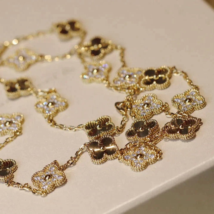 [AURORA]CLOVER 20 MOTIFS LASER DIAMOND NECKLACE