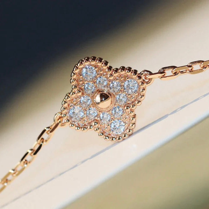 [AURORA]CLOVER 20 MOTIFS DARK MOP DIAMOND  NECKLACE