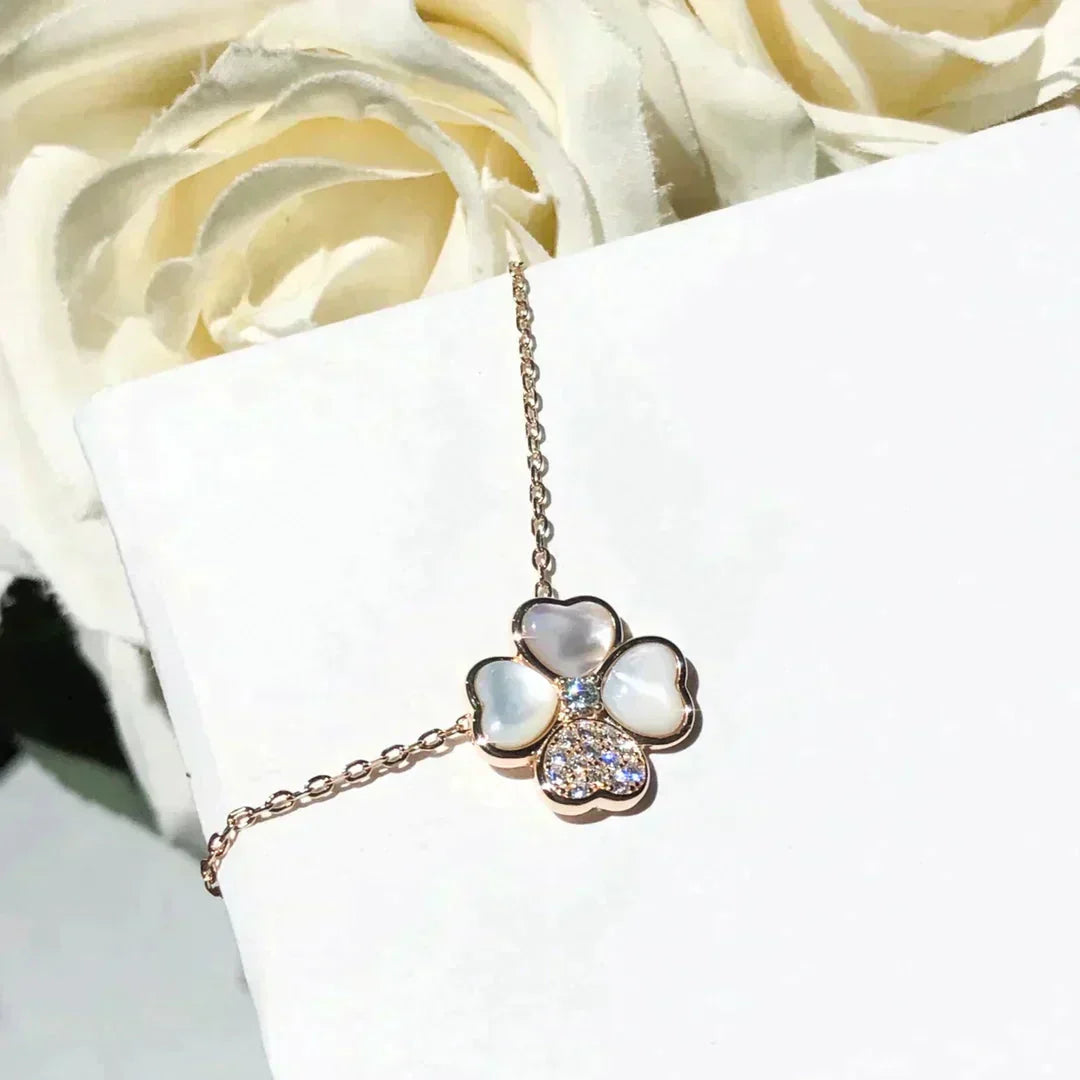 [basloveJW]CLOVER MOP DIAMOND ROSÉGOLD HALSKETTE