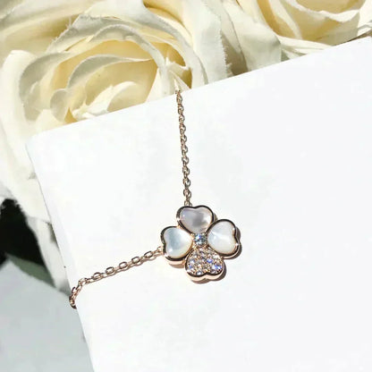 [basloveJW]CLOVER MOP DIAMOND ROSÉGOLD HALSKETTE