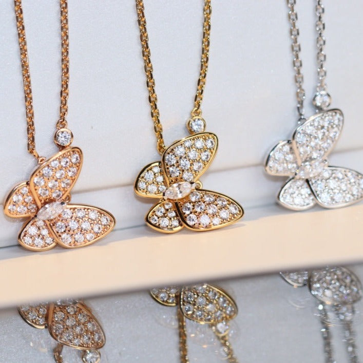 [basloveJW] SCHMETTERLINGS-DIAMANT-HALSKETTE