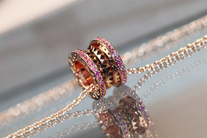 [AURORA]ZERO 1 ROCK PINK GOLD PINK DIAMOND NECKLACE