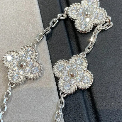 [basloveJW]CLOVER 5 MOTIFS DIAMANT ARMBAND SILBER