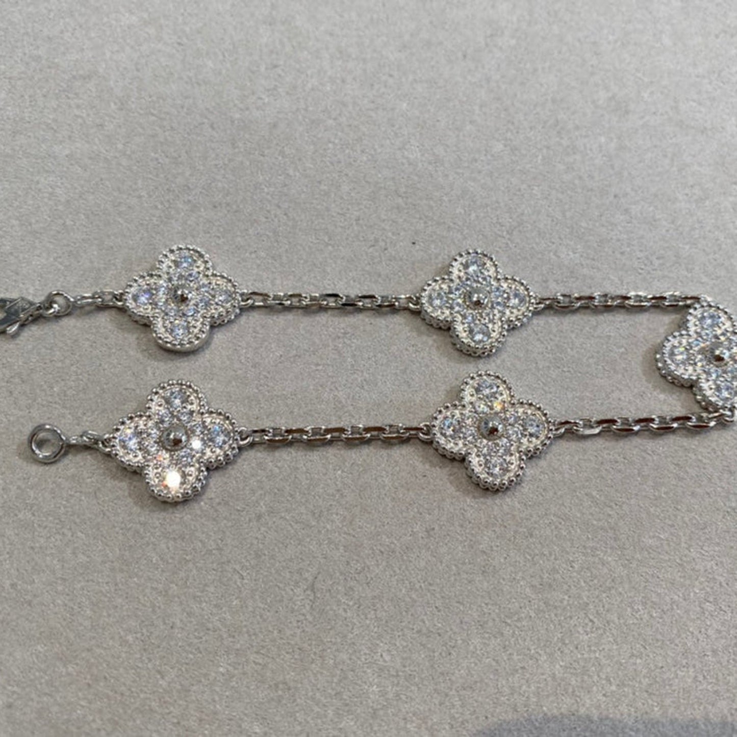 [basloveJW]CLOVER 5 MOTIFS DIAMANT ARMBAND SILBER