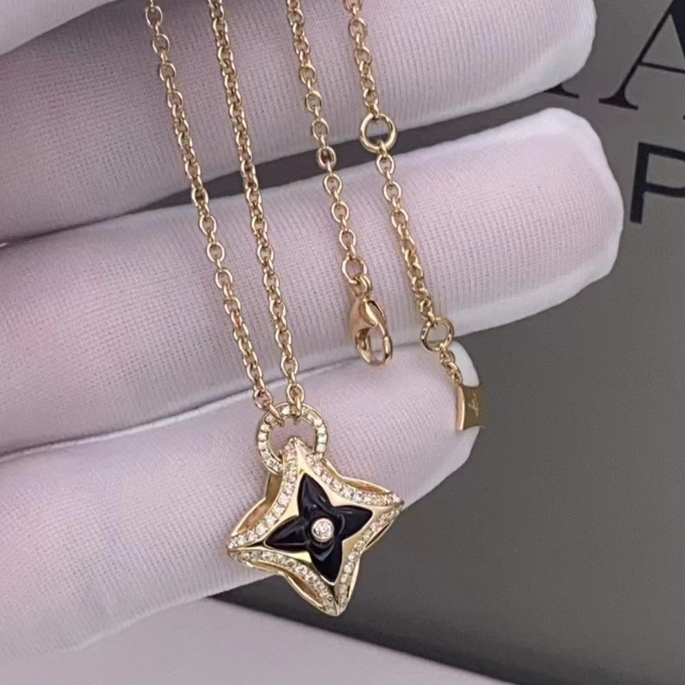 [AURORA]STERN ANHÄNGER ROTGOLD DIAMANT HALSKETTE