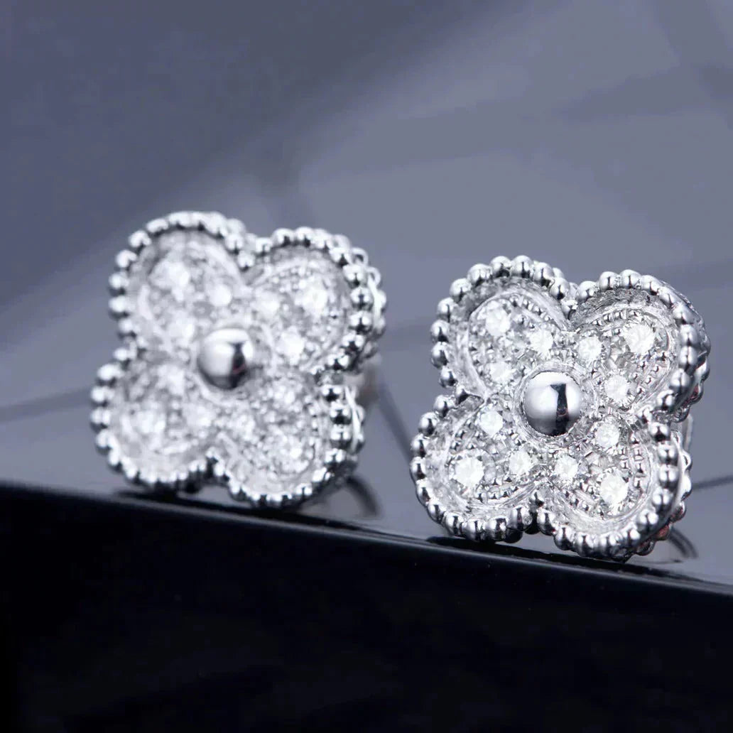 [basloveJW]CLOVER 1 MOTIFS DIAMOND OHRSTECKER SILBER