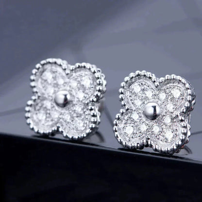 [basloveJW]CLOVER 1 MOTIFS DIAMOND OHRSTECKER SILBER