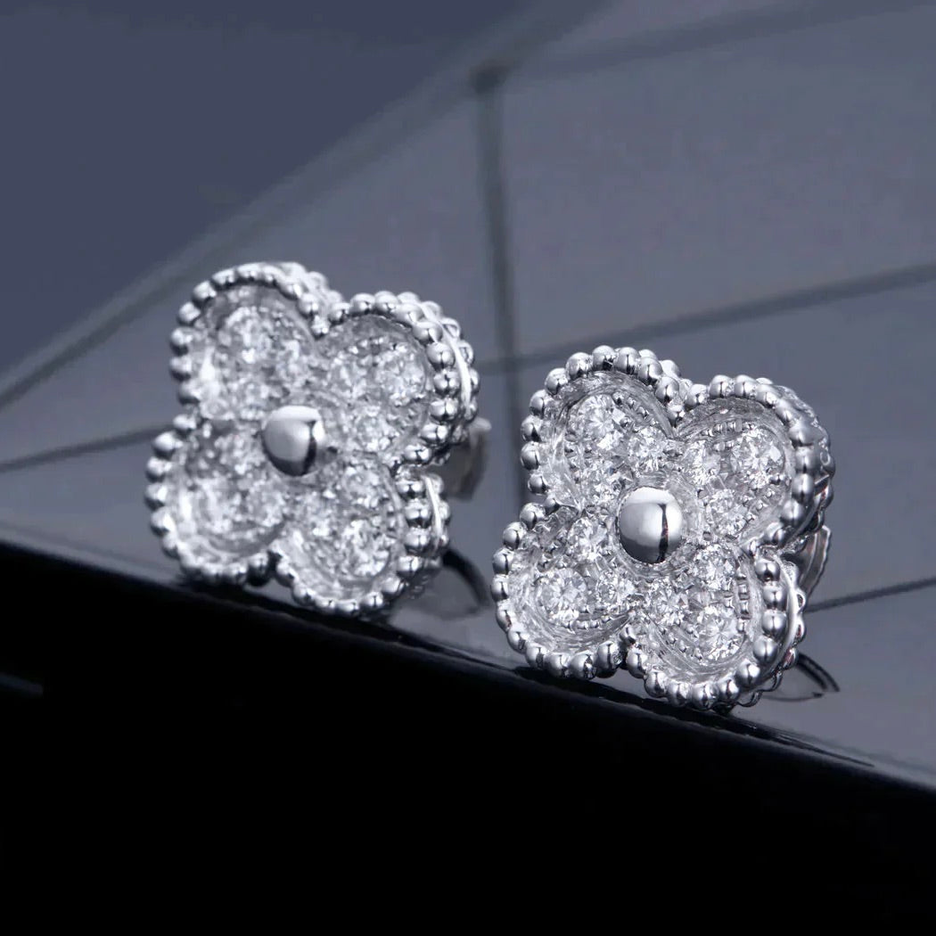 [basloveJW]CLOVER 1 MOTIFS DIAMOND OHRSTECKER SILBER