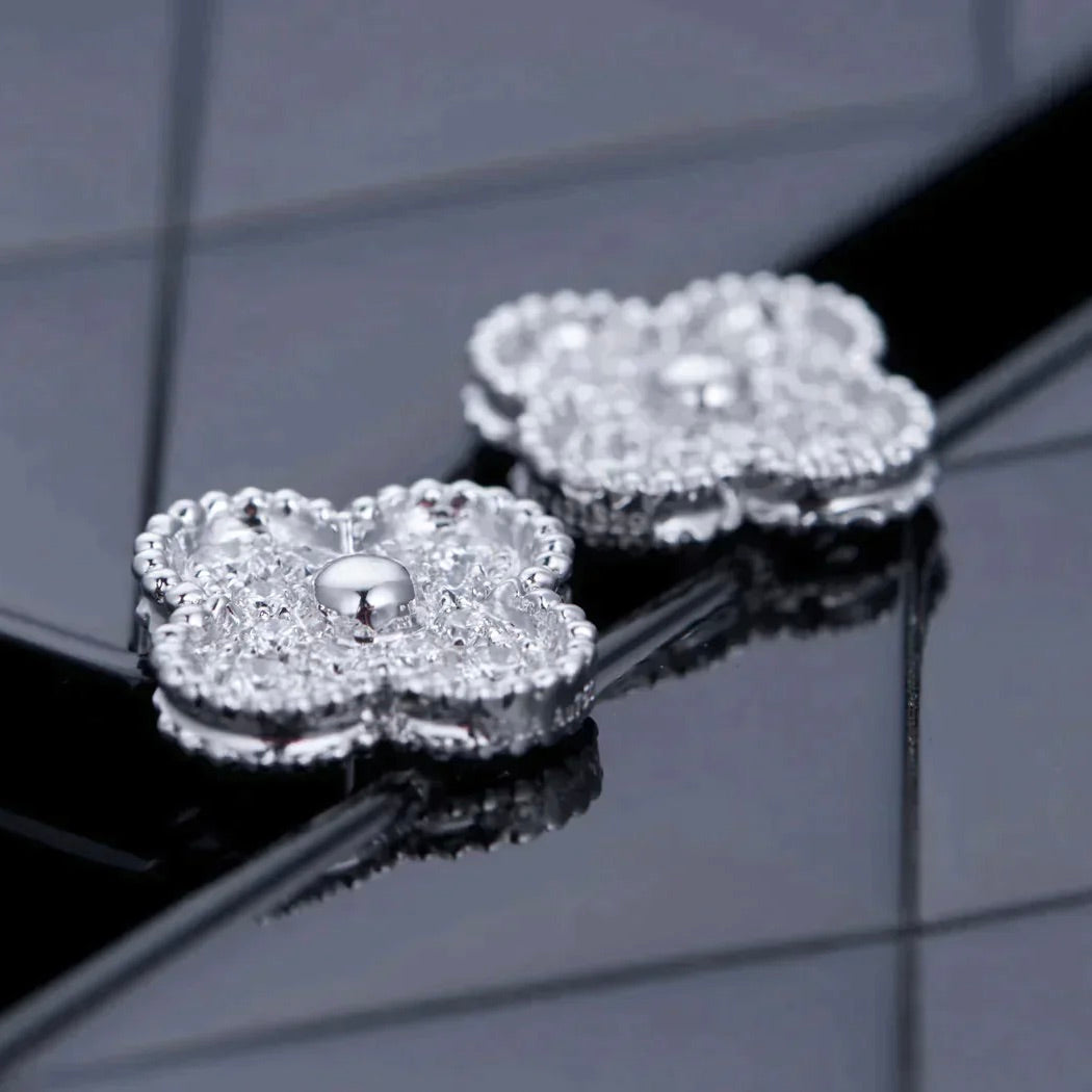 [basloveJW]CLOVER 1 MOTIFS DIAMOND OHRSTECKER SILBER