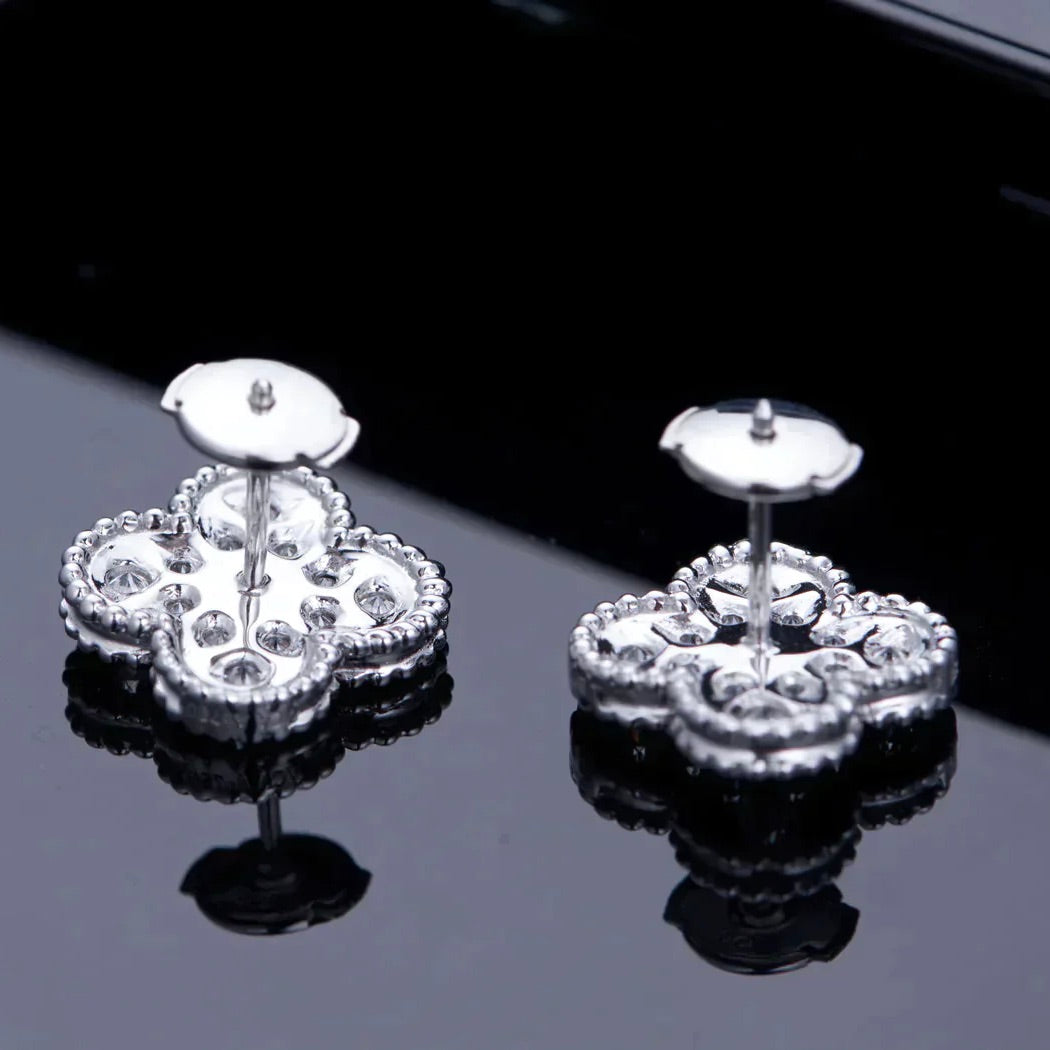 [basloveJW]CLOVER 1 MOTIFS DIAMOND OHRSTECKER SILBER
