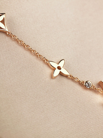 [AURORA]STAR AND SUN 7 MOTIFS GOLD BRACELET