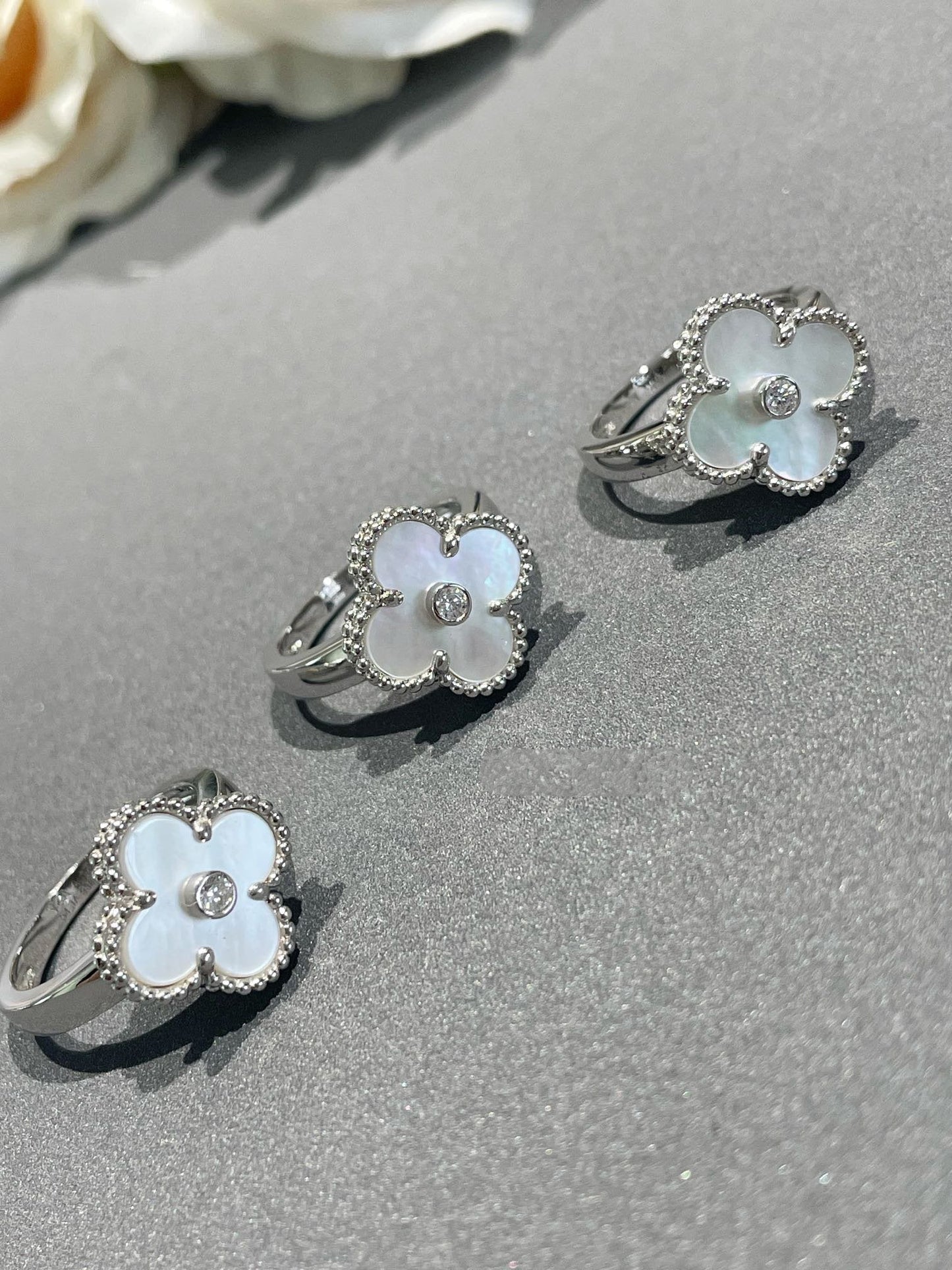 [basloveJW]CLOVER SILBER-MOP-DIAMANTRING