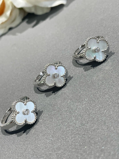 [basloveJW]CLOVER SILBER-MOP-DIAMANTRING