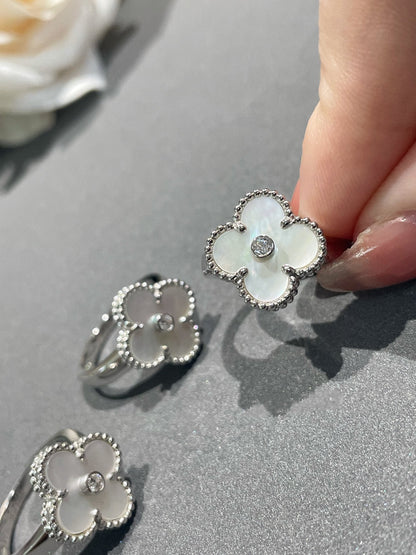 [basloveJW]CLOVER SILBER-MOP-DIAMANTRING