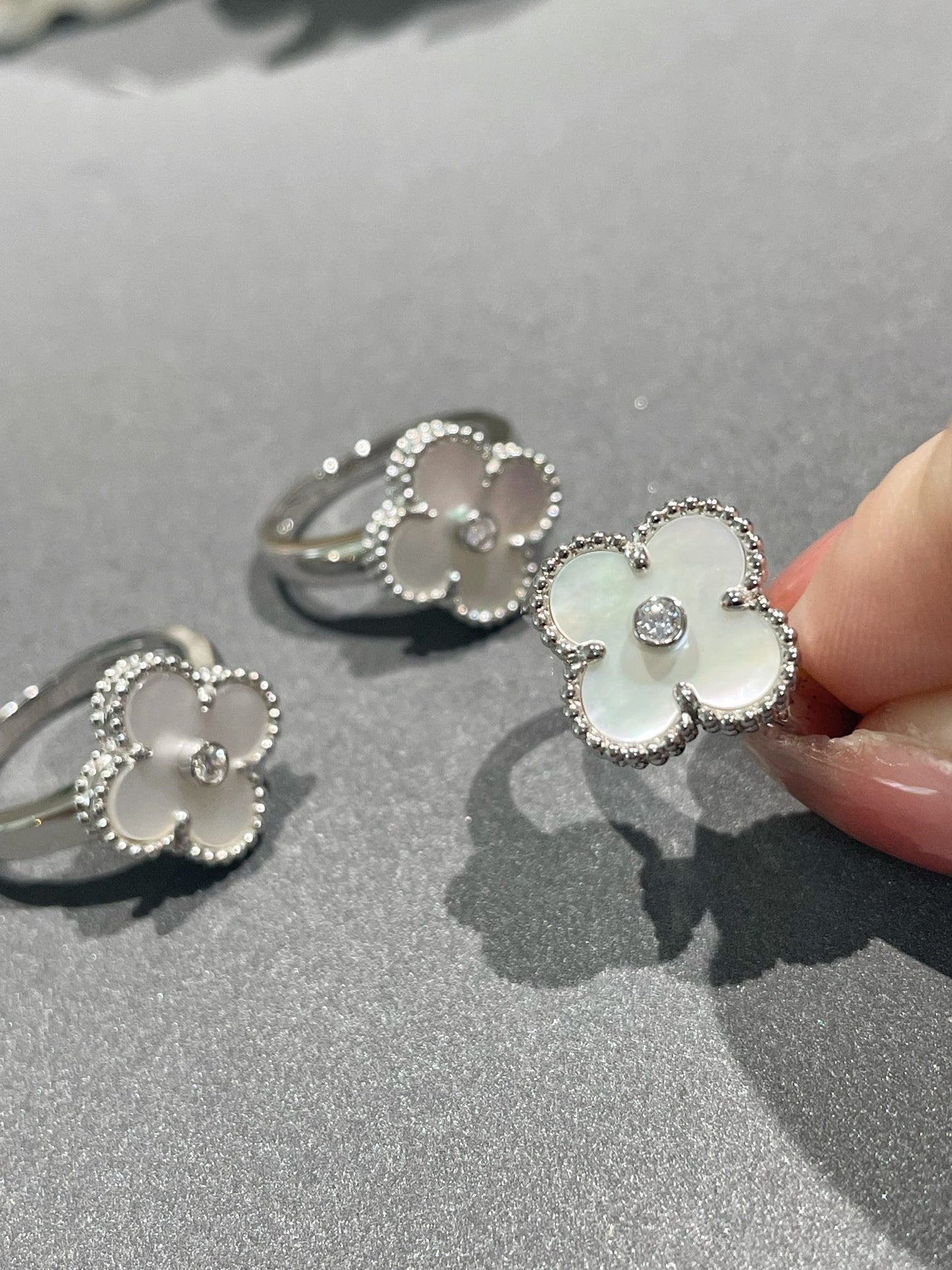 [basloveJW]CLOVER SILBER-MOP-DIAMANTRING