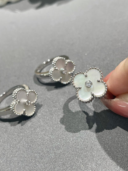 [basloveJW]CLOVER SILBER-MOP-DIAMANTRING