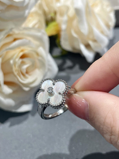 [basloveJW]CLOVER SILBER-MOP-DIAMANTRING