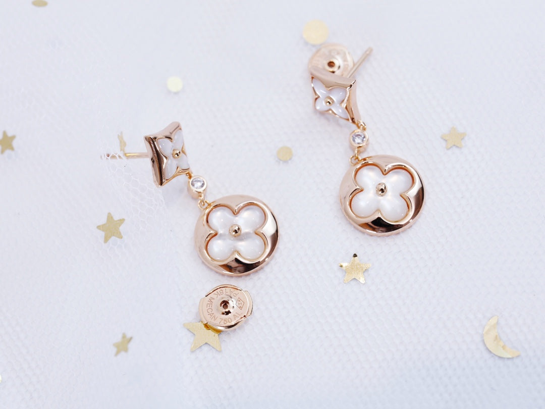 [AURORA]スターアンドサン ピンクゴールド モップドロップイヤリング