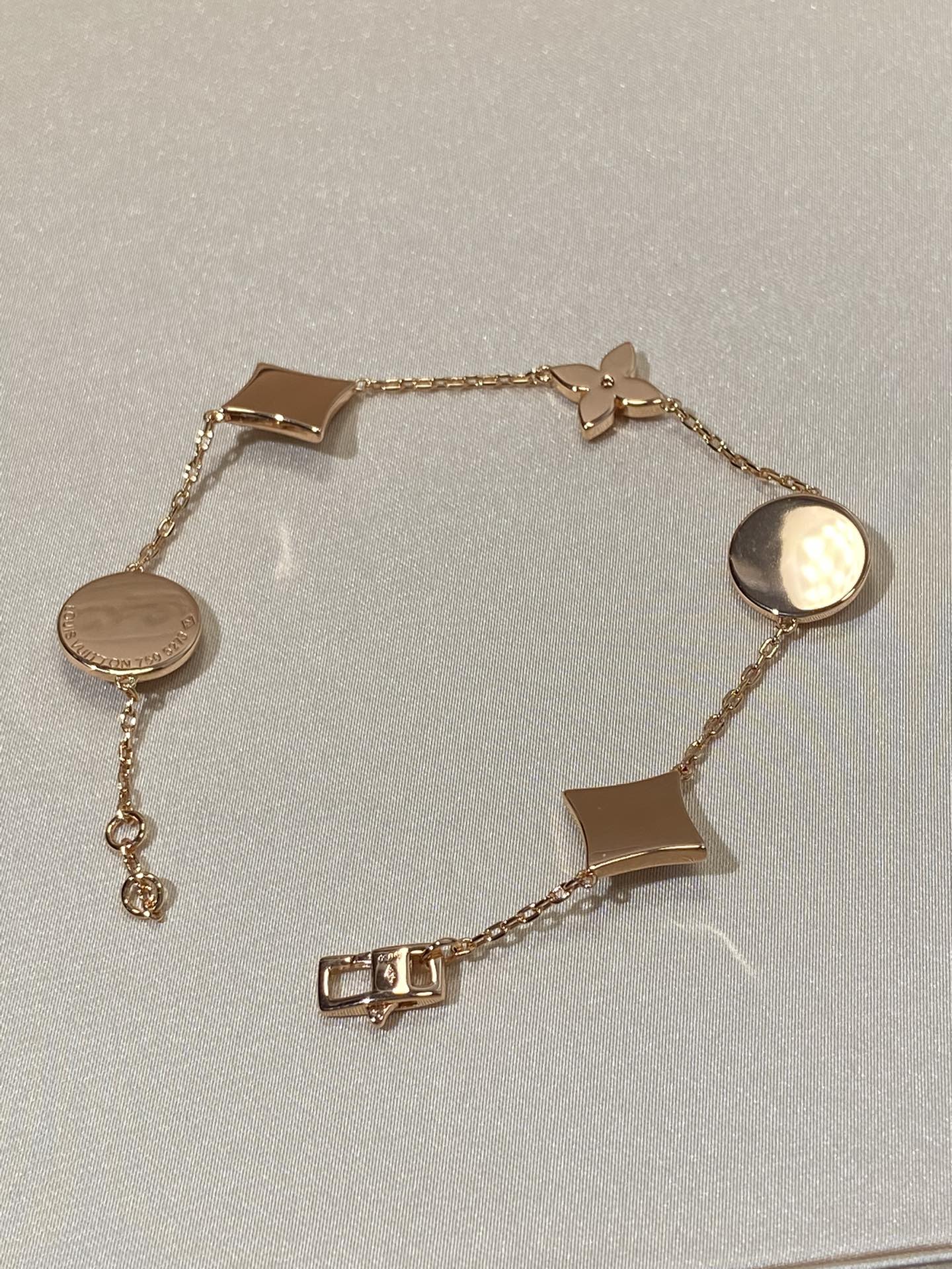 [AURORA]STAR AND SUN 5 MOTIF MOP PINK GOLD BRACELET