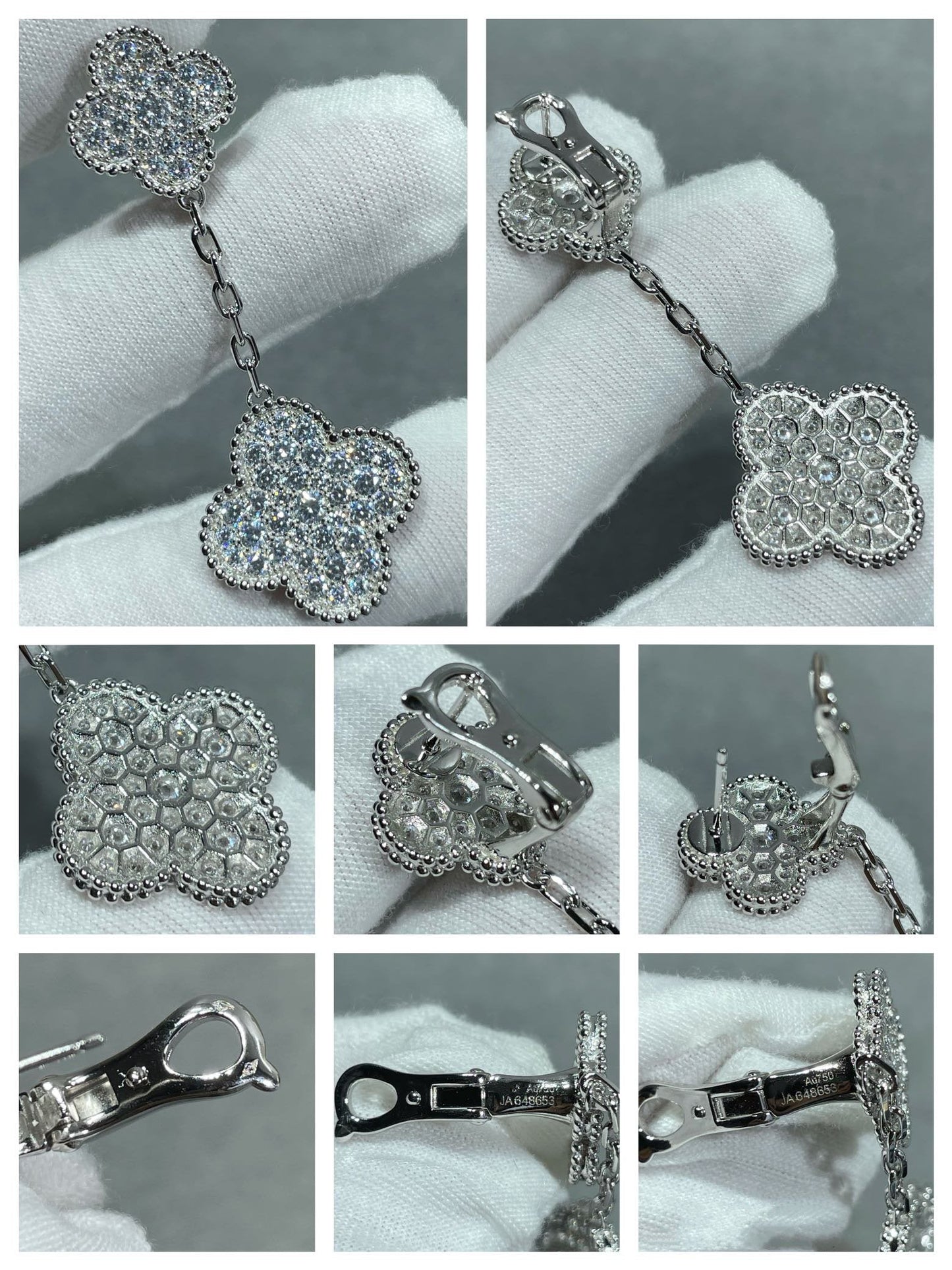[basloveJW]Silberohrringe mit Kleeblattmotiv und Diamanten