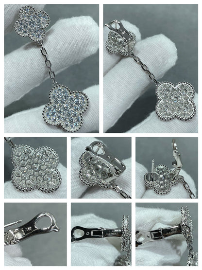 [basloveJW]Silberohrringe mit Kleeblattmotiv und Diamanten