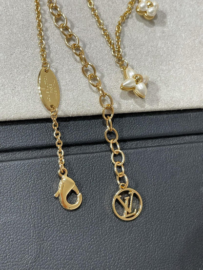 [AURORA]FLOWERGRAM GOLD MOP DOPPELREIHALSKETTE