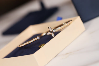 [AURORA]IDYLLE GOLD OPEN BRACELET DIAMOND PAVED