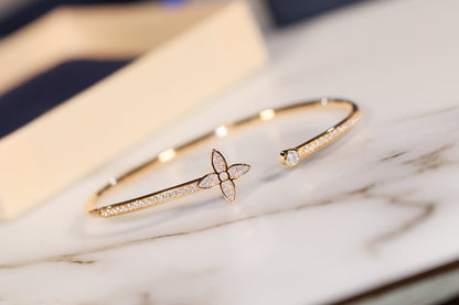 [AURORA]IDYLLE GOLD OPEN BRACELET DIAMOND PAVED