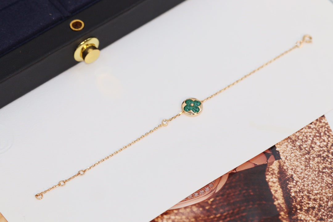 [AURORA]STAR AND SUN 4 MOTIF PINK GOLD MALACHITE BRACELET