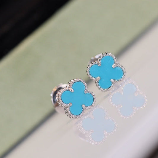 [basloveJW]CLOVER MINI TÜRKIS SILBER OHRSTECKER
