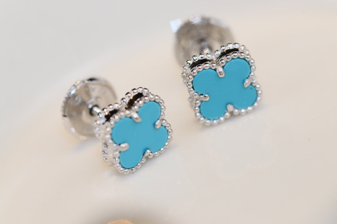[basloveJW]CLOVER MINI TÜRKIS SILBER OHRSTECKER