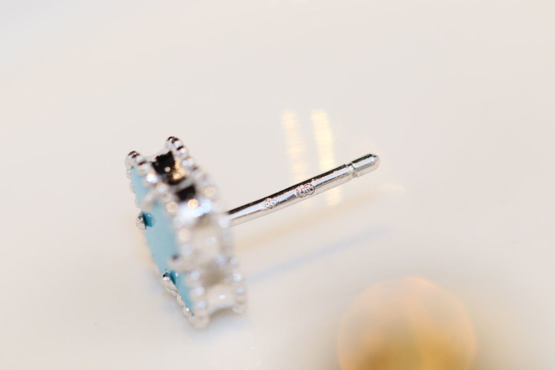 [basloveJW]CLOVER MINI TÜRKIS SILBER OHRSTECKER