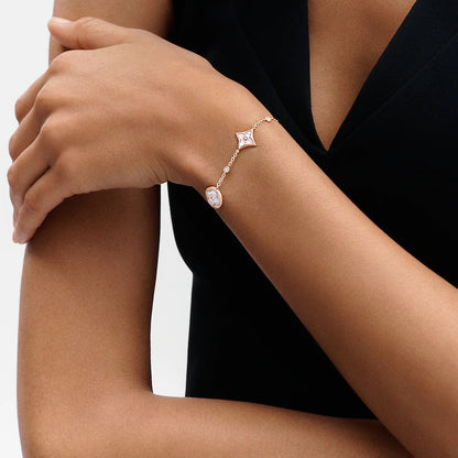 [AURORA]STAR AND SUN 4 MOTIF WHITE MOP PINK GOLD BRACELET