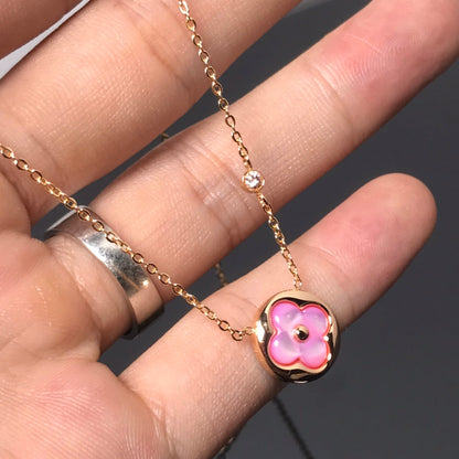 [AURORA]FARBE BLÜTE ROSA MOP SONNE GOLD HALSKETTE