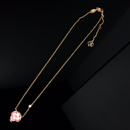 [AURORA]FARBE BLÜTE ROSA MOP SONNE GOLD HALSKETTE