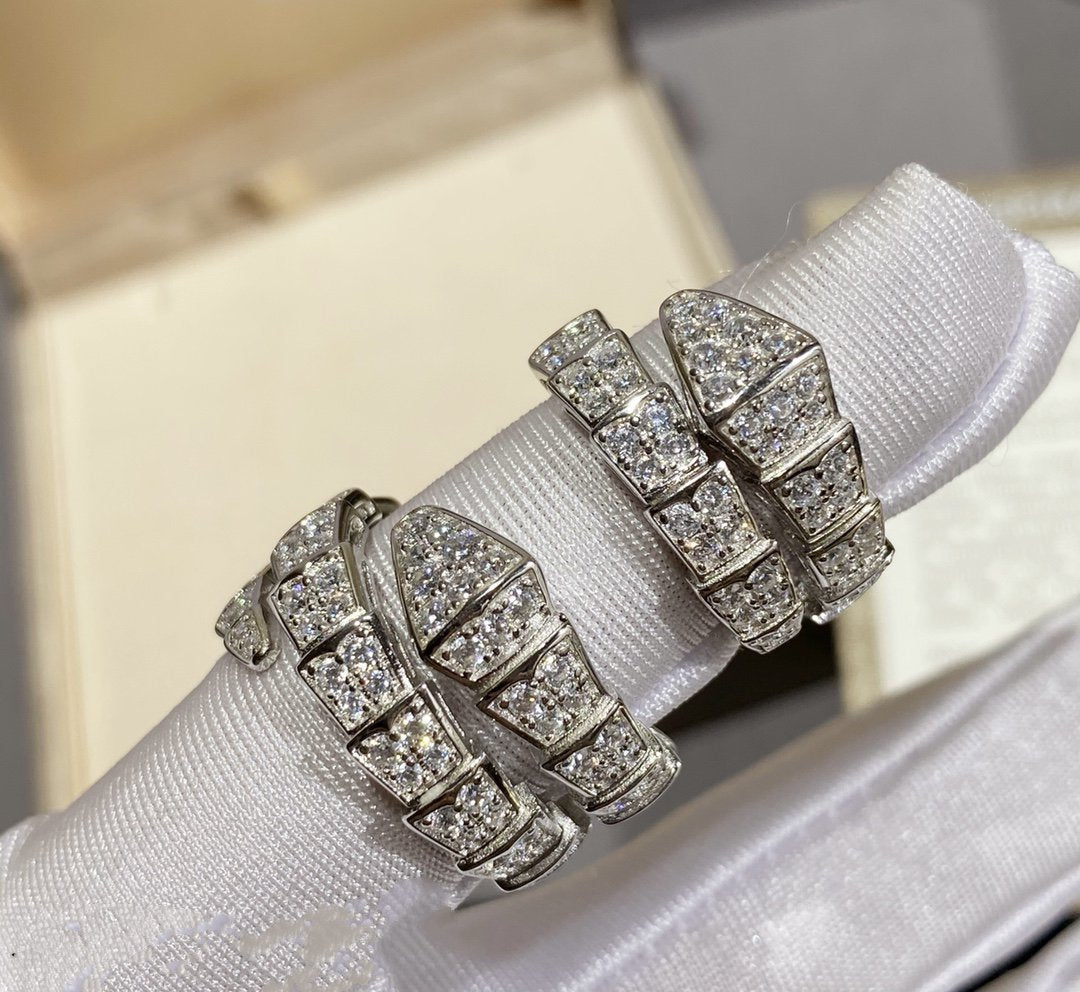 [AURORA]SERPENTI RING SILVER DIAMOND PAVED